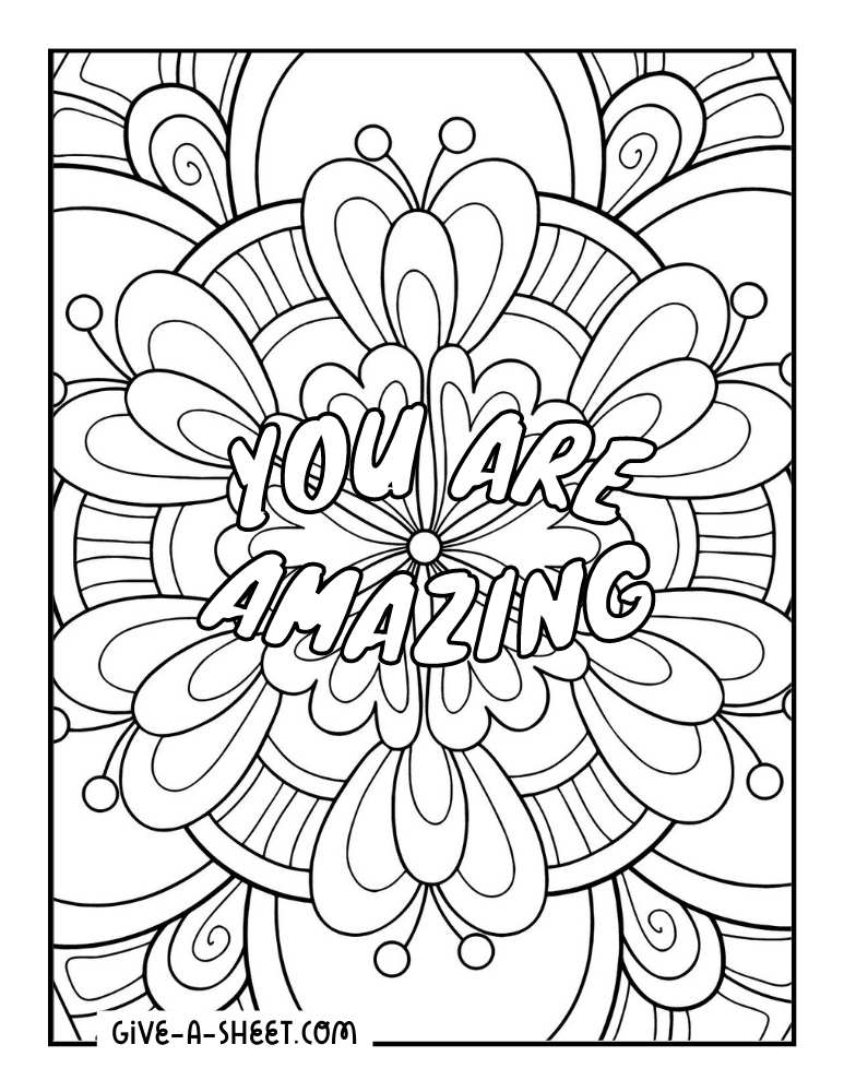 Encouraging quote coloring page.