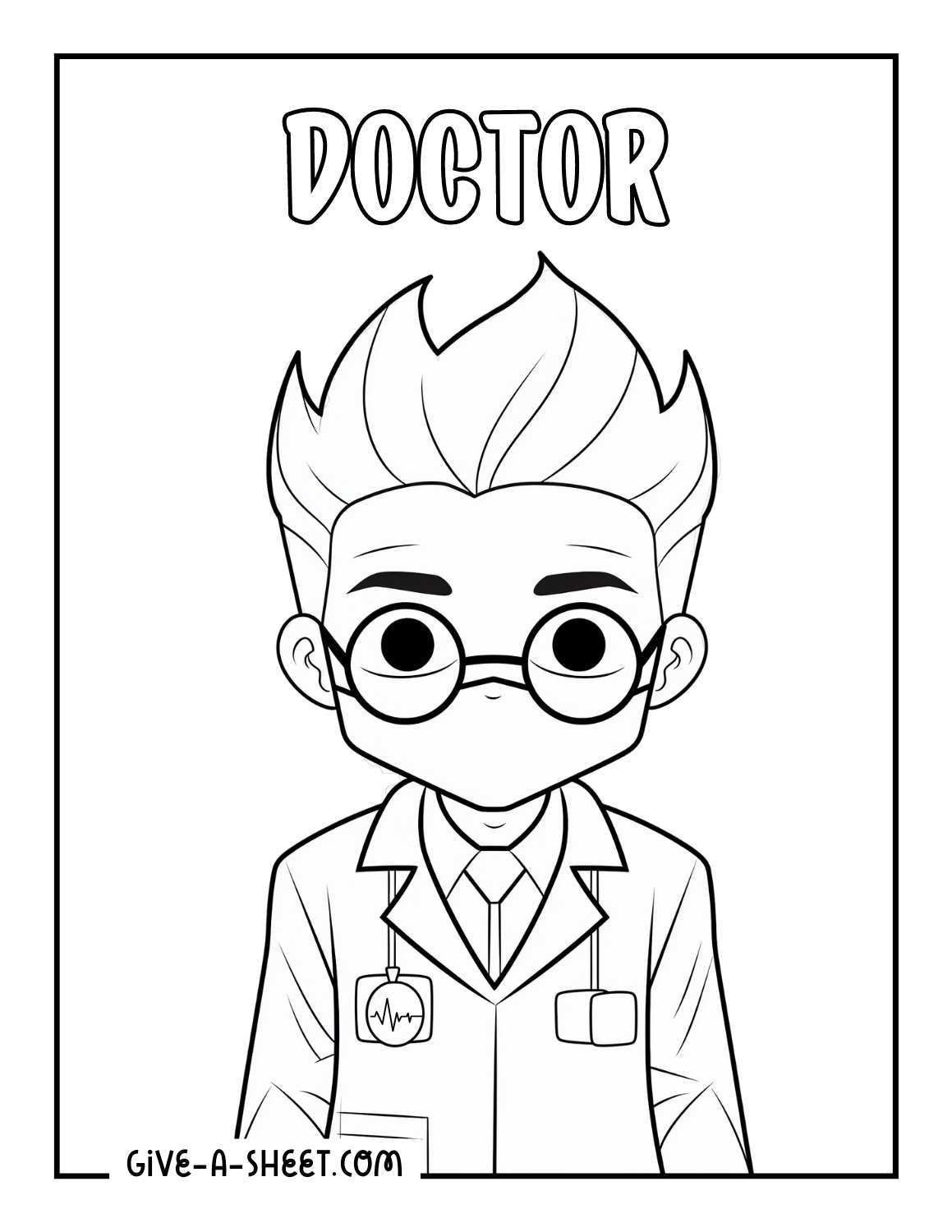 Doctor wearing a mask coloring page.