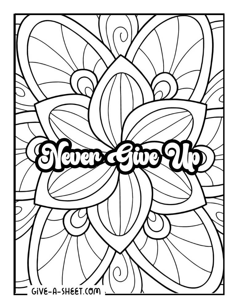 Easy simple coloring page with positive quote.