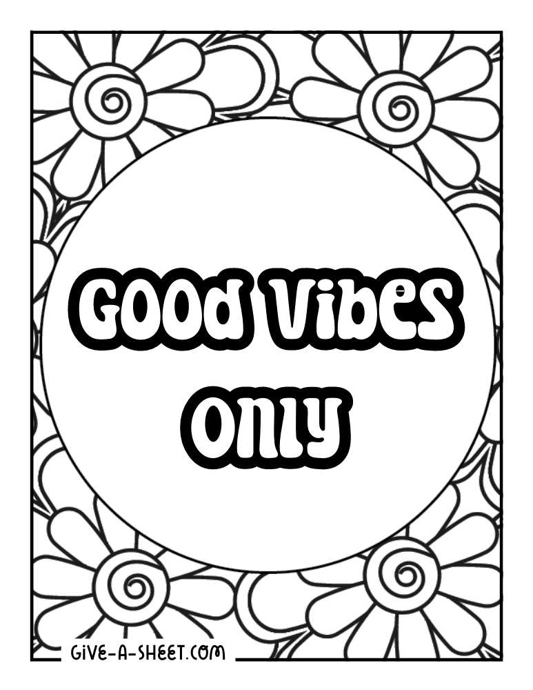 Kids good vibes coloring page.
