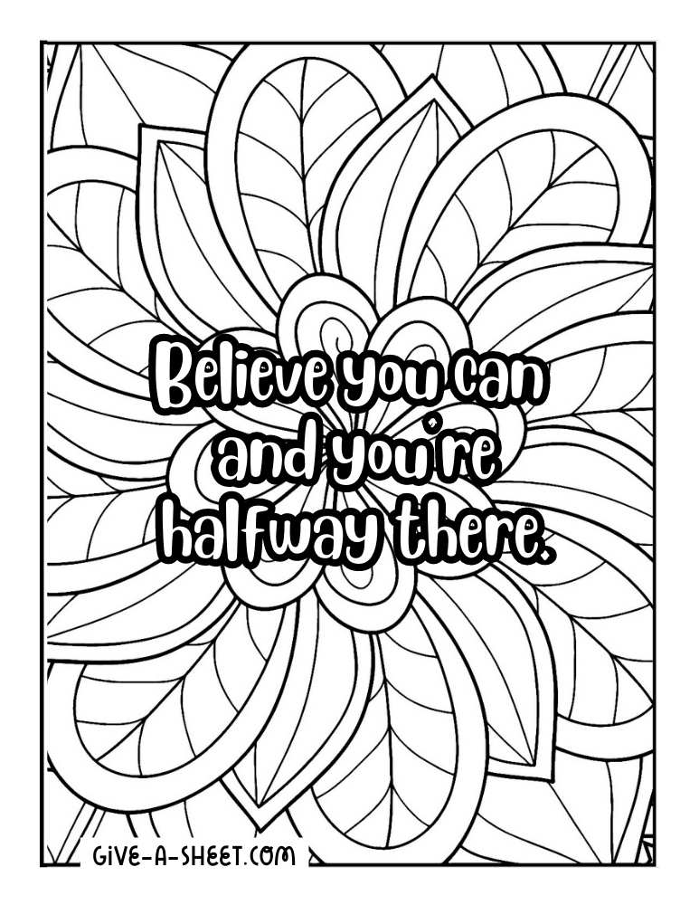 Positive quote for adults to color.