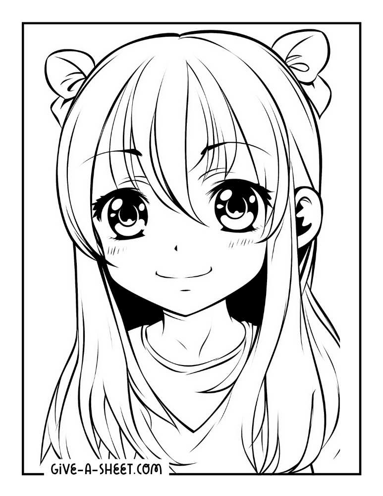 Anime girl with ribbons coloring sheet.