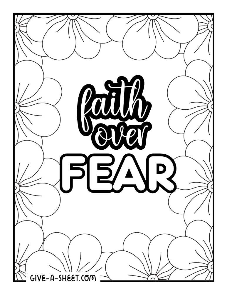 Faith over fear biblical affirmation to color.