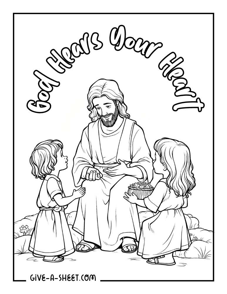 God with children coloring page.