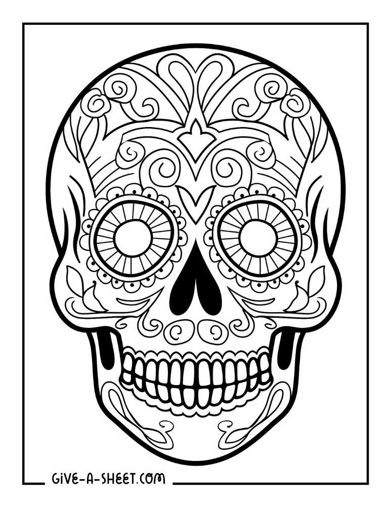 Sugar skull masks to color in for adults.