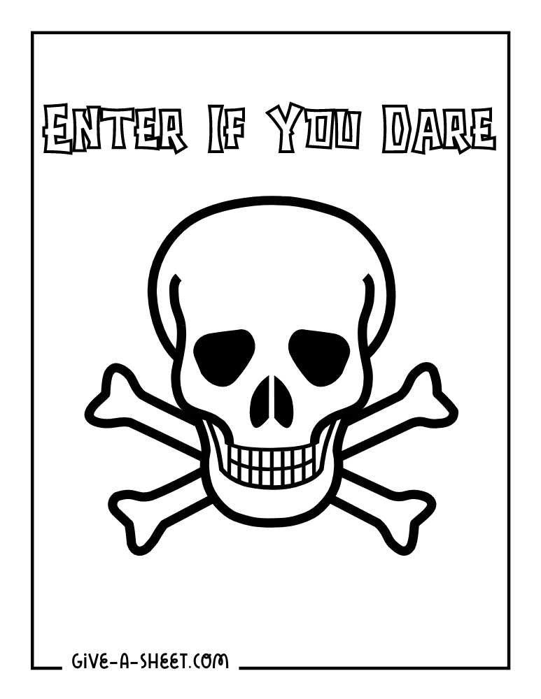 Easy skull coloring page.