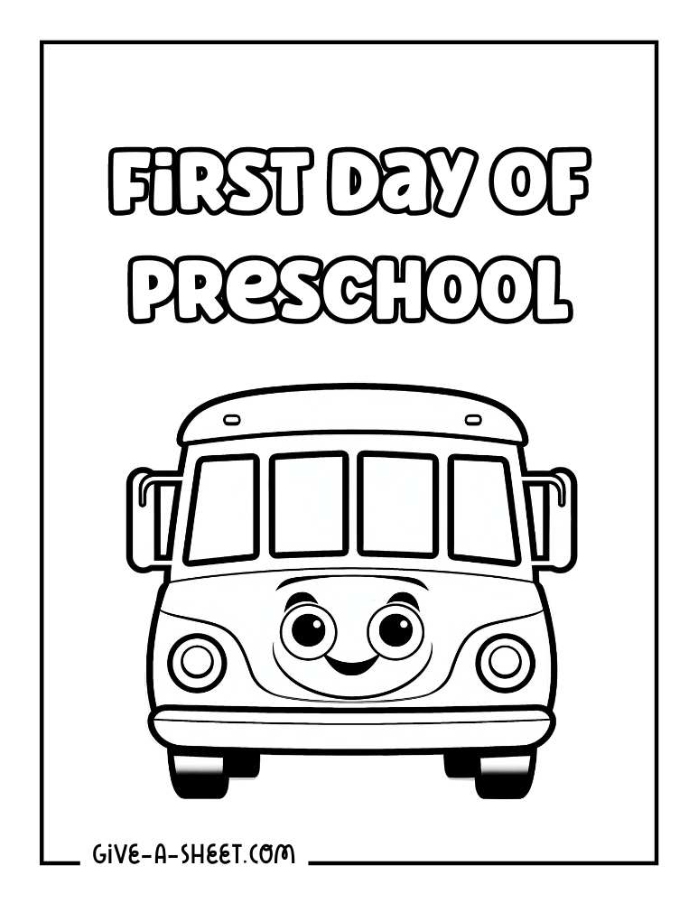 Fun way to start the first day of preschool bus to color for kids.