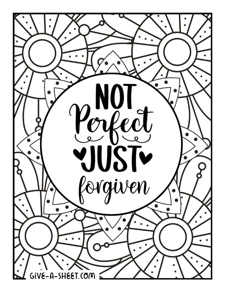 Forgiven Christian quote coloring page.