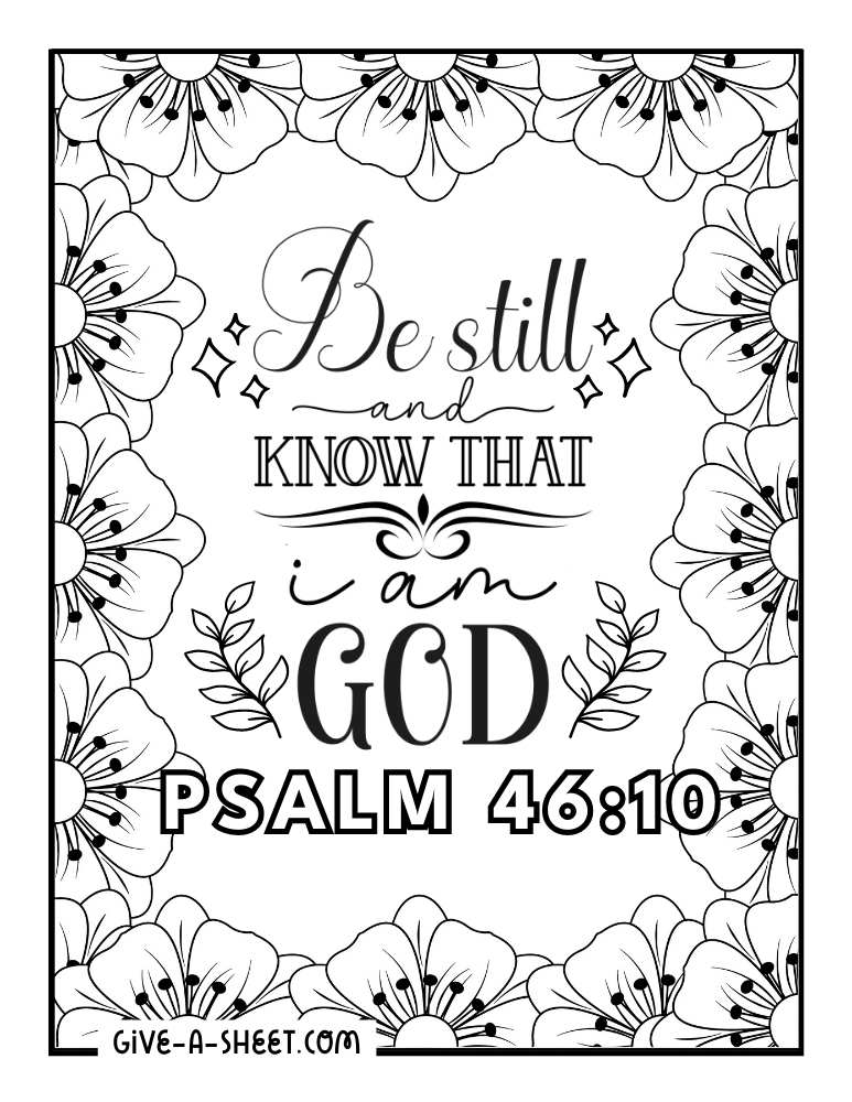 Gospel message Psalm 46:20 coloring page.