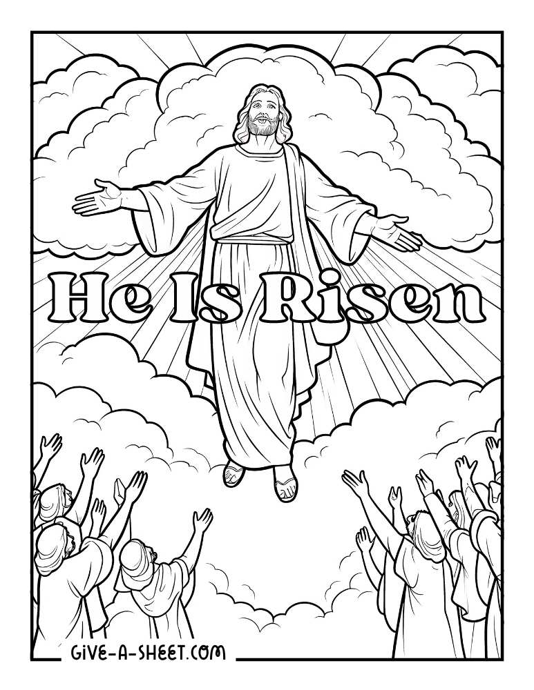 Jesus with his people coloring page.