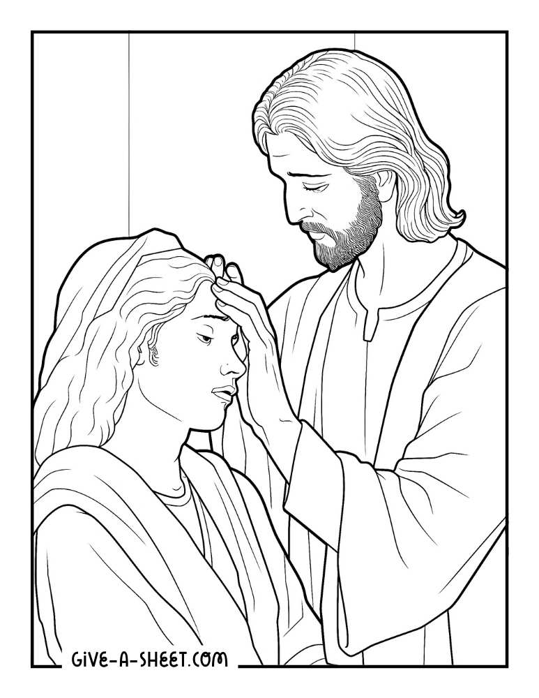 Jesus healing the sick coloring page.