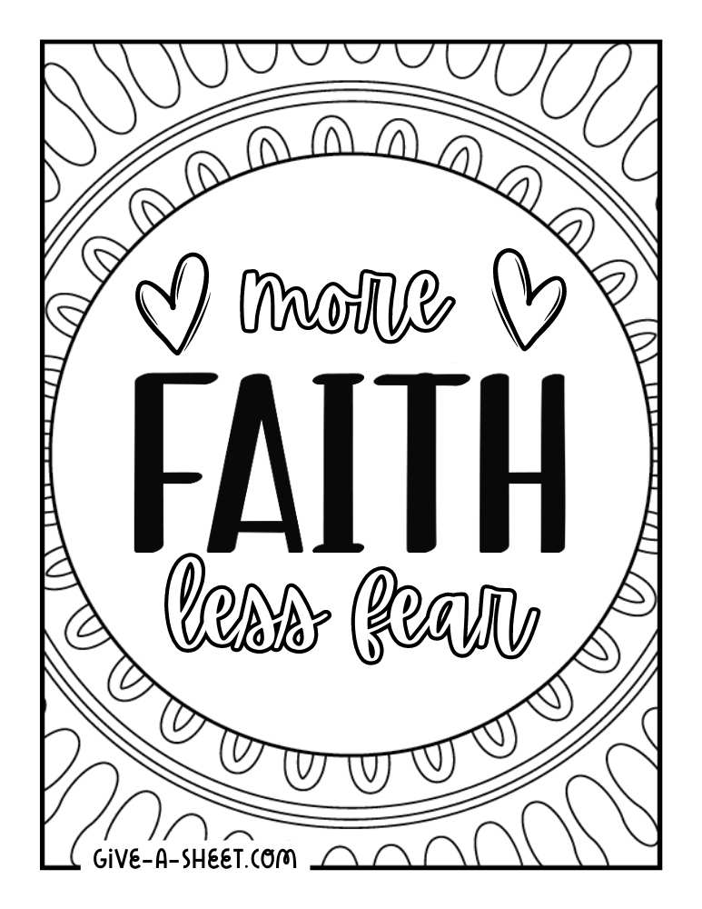 Hope and faith filled quote to color in.