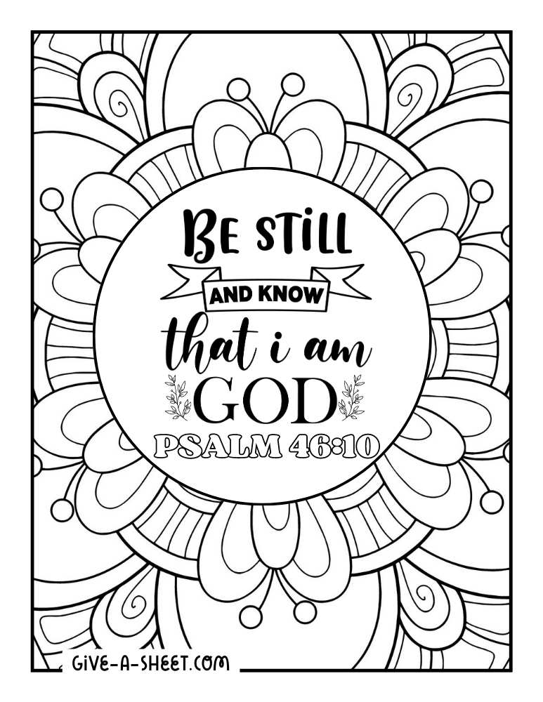 Psalm 46:10 bible verse coloring page.