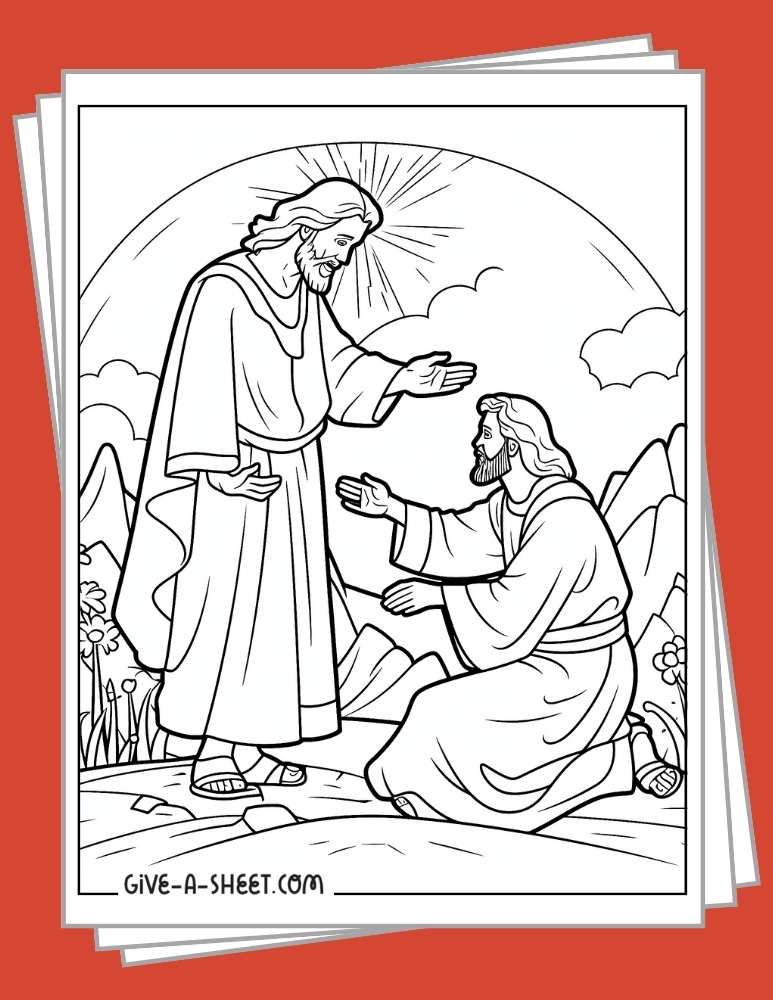 Printable Jesus heals the blind man coloring pages.