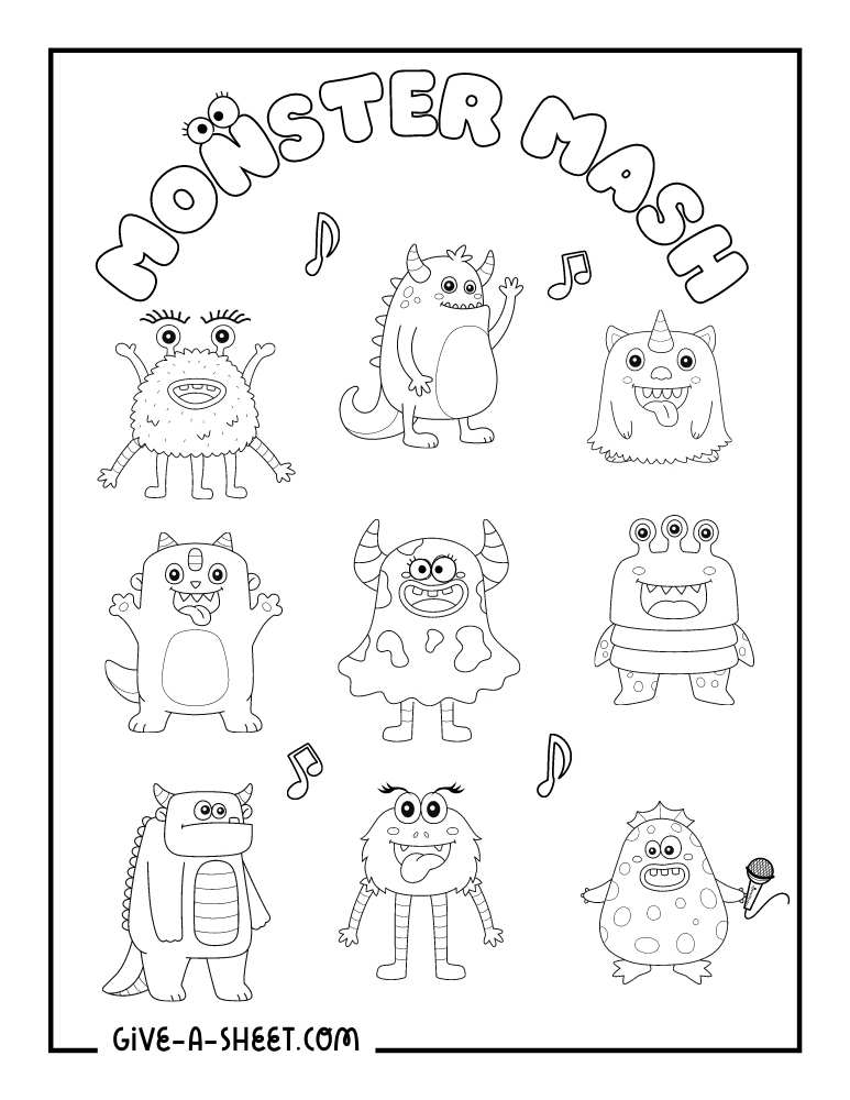 Monsters inc. for halloween coloring page for kids.