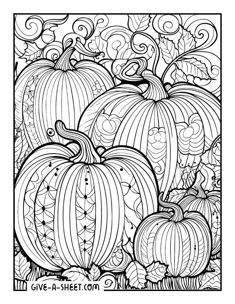 Pumpkin halloween zentangle coloring sheet.