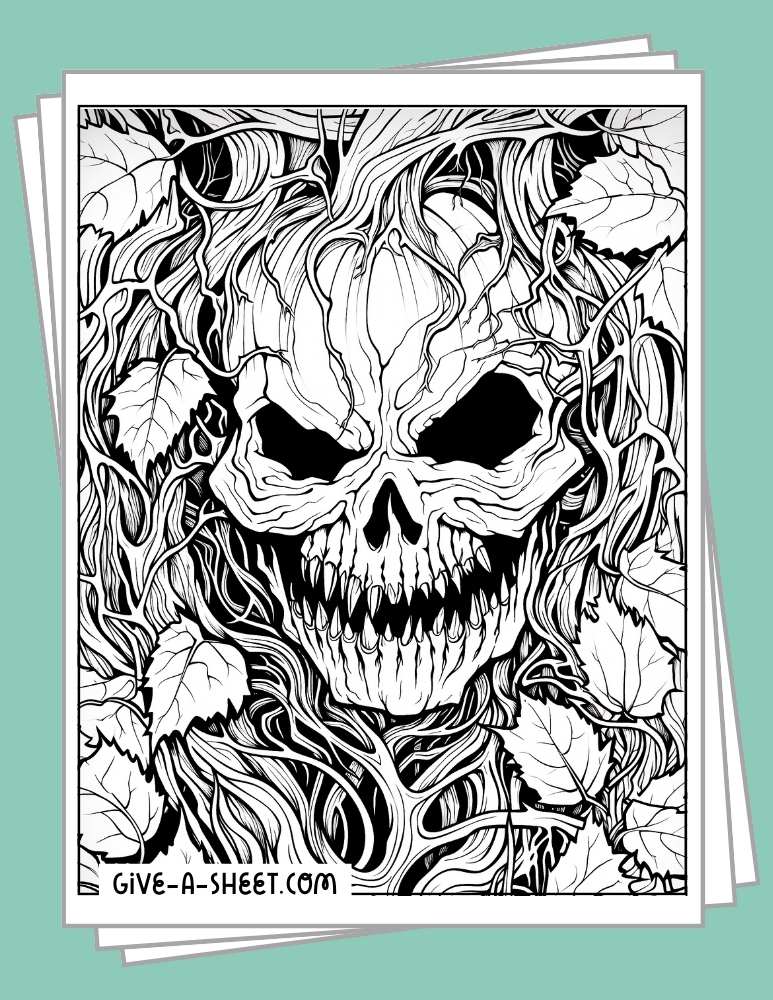 Printable scary halloween coloring pages for adults.