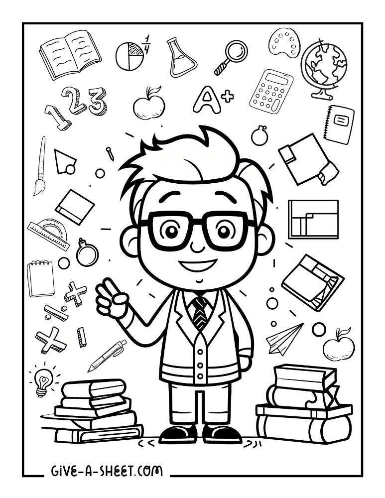 New science teacher coloring sheet.