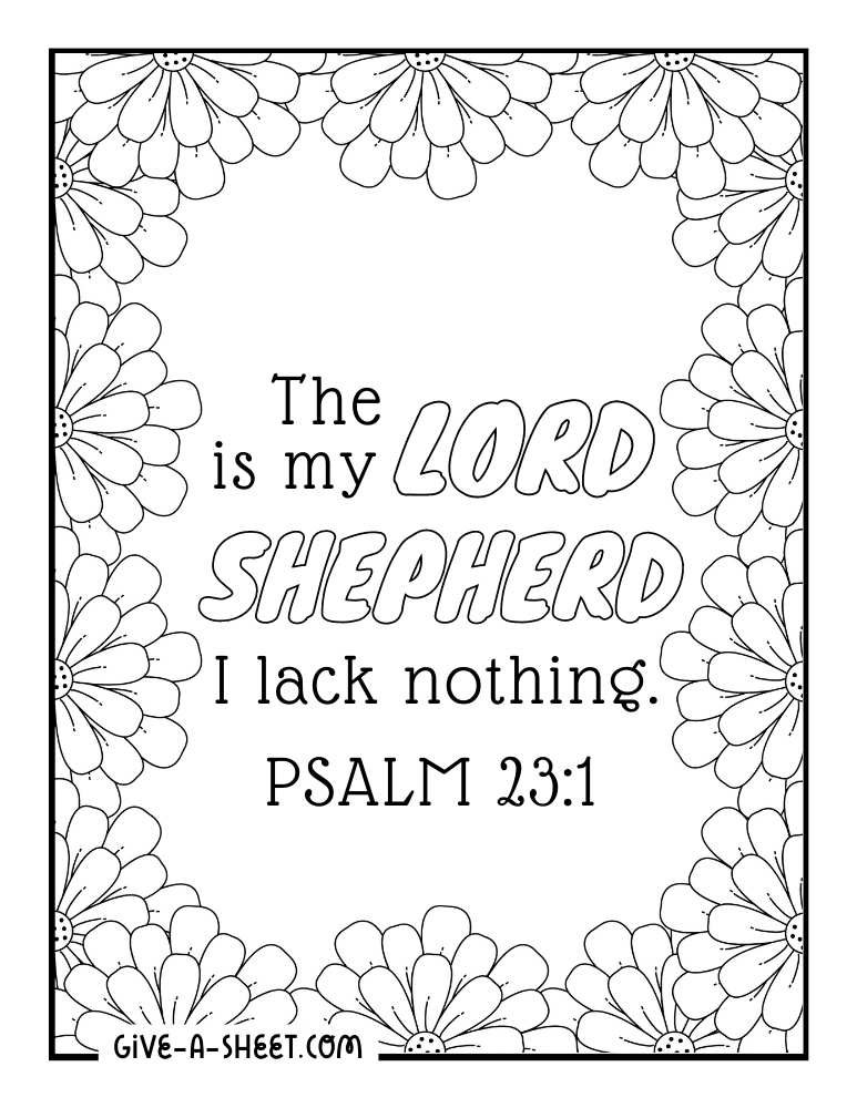 Psalm 23:1 bible verse to color in.