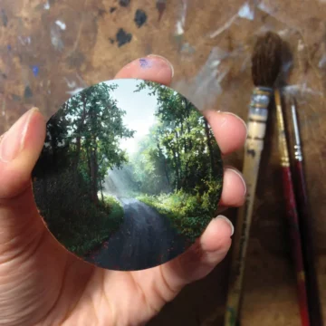 Miniature painting of a forest.