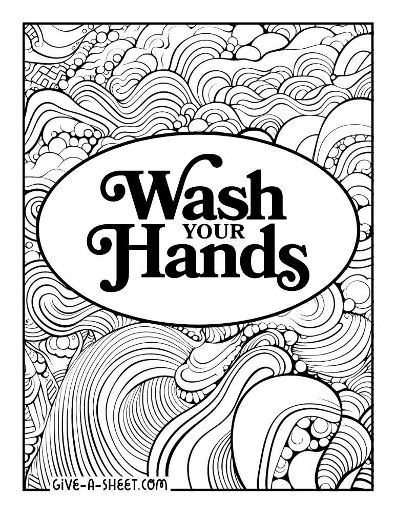 Wash your hands printable page to color in.