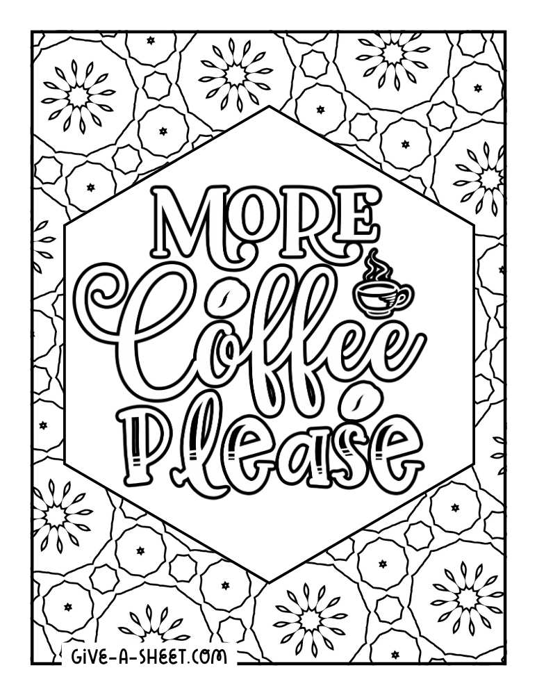 Coffee related designs Starbucks coloring page for adults.
