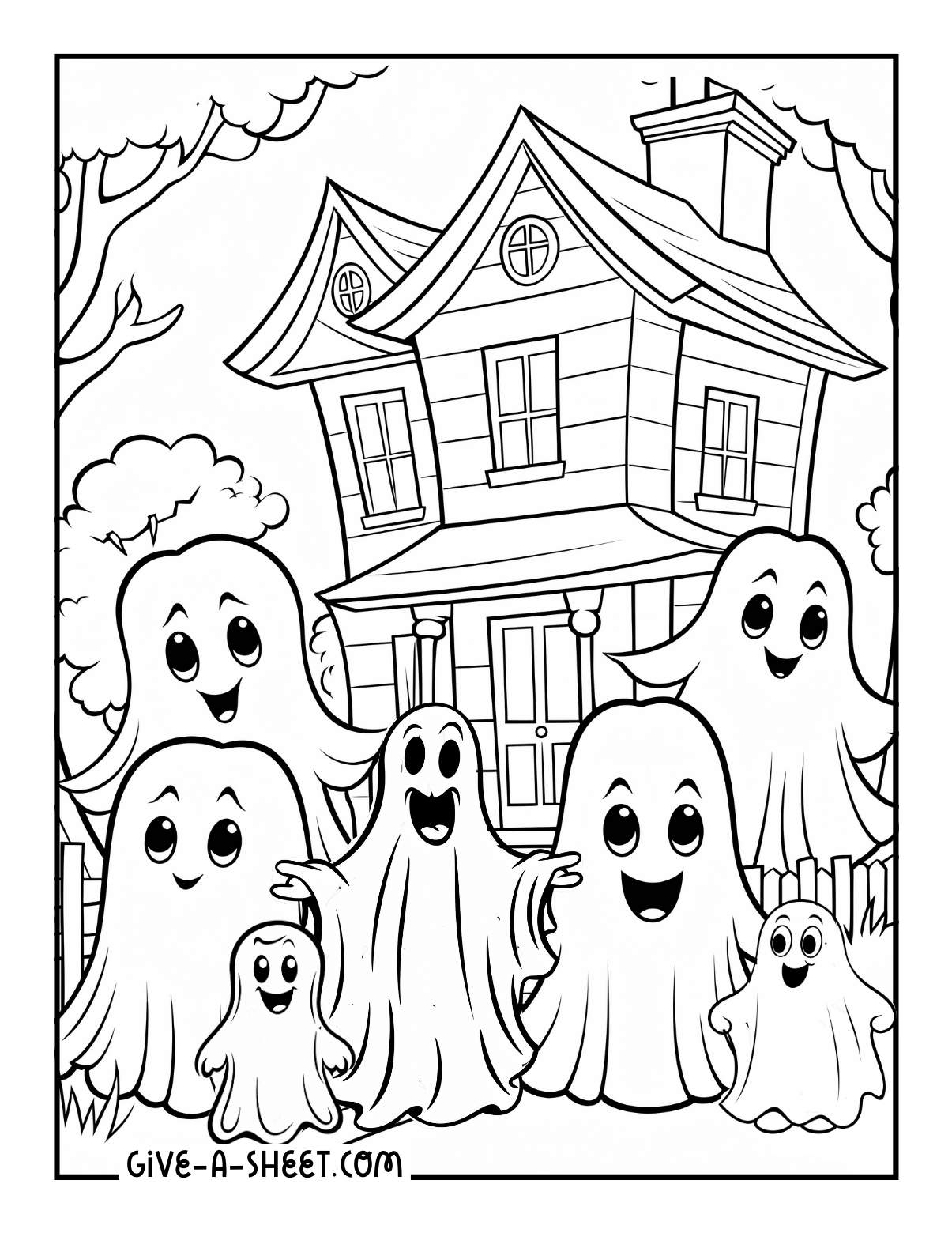 Casper cute friendly ghost coloring sheet for little kids.