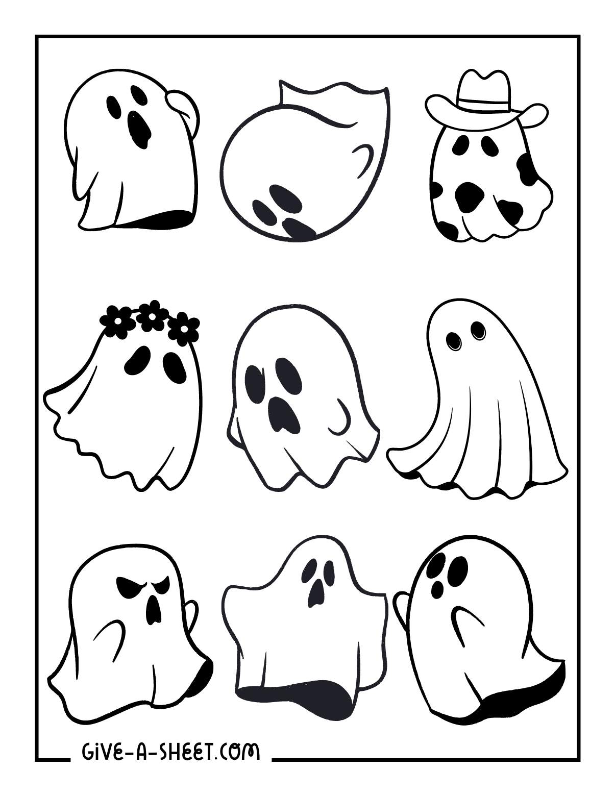 Free printable ghost coloring pages for kids.