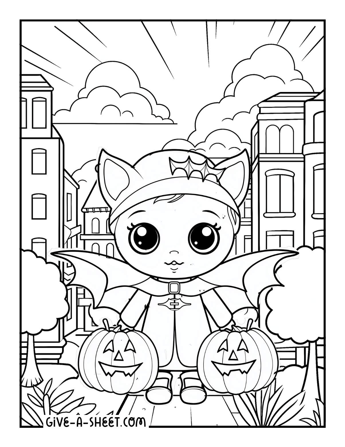Halloween bats coloring page for kids of all ages.