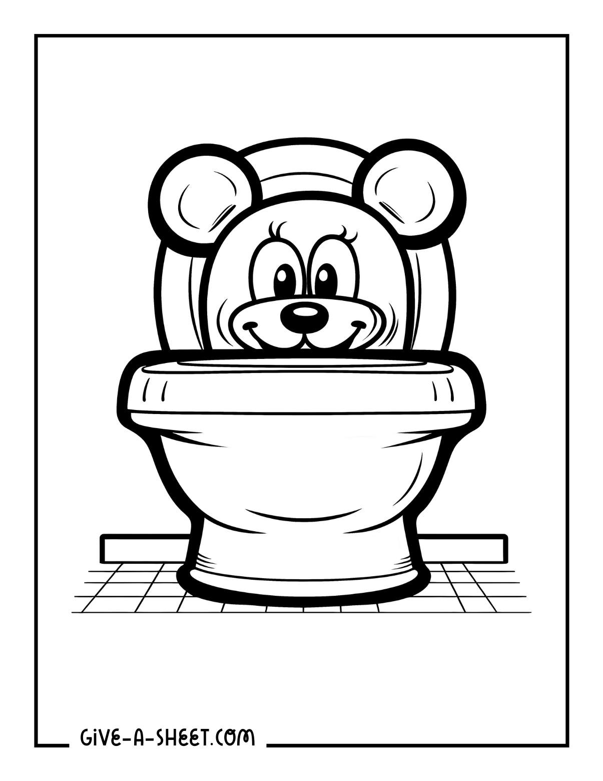 Cute potty seat coloring page for kids.