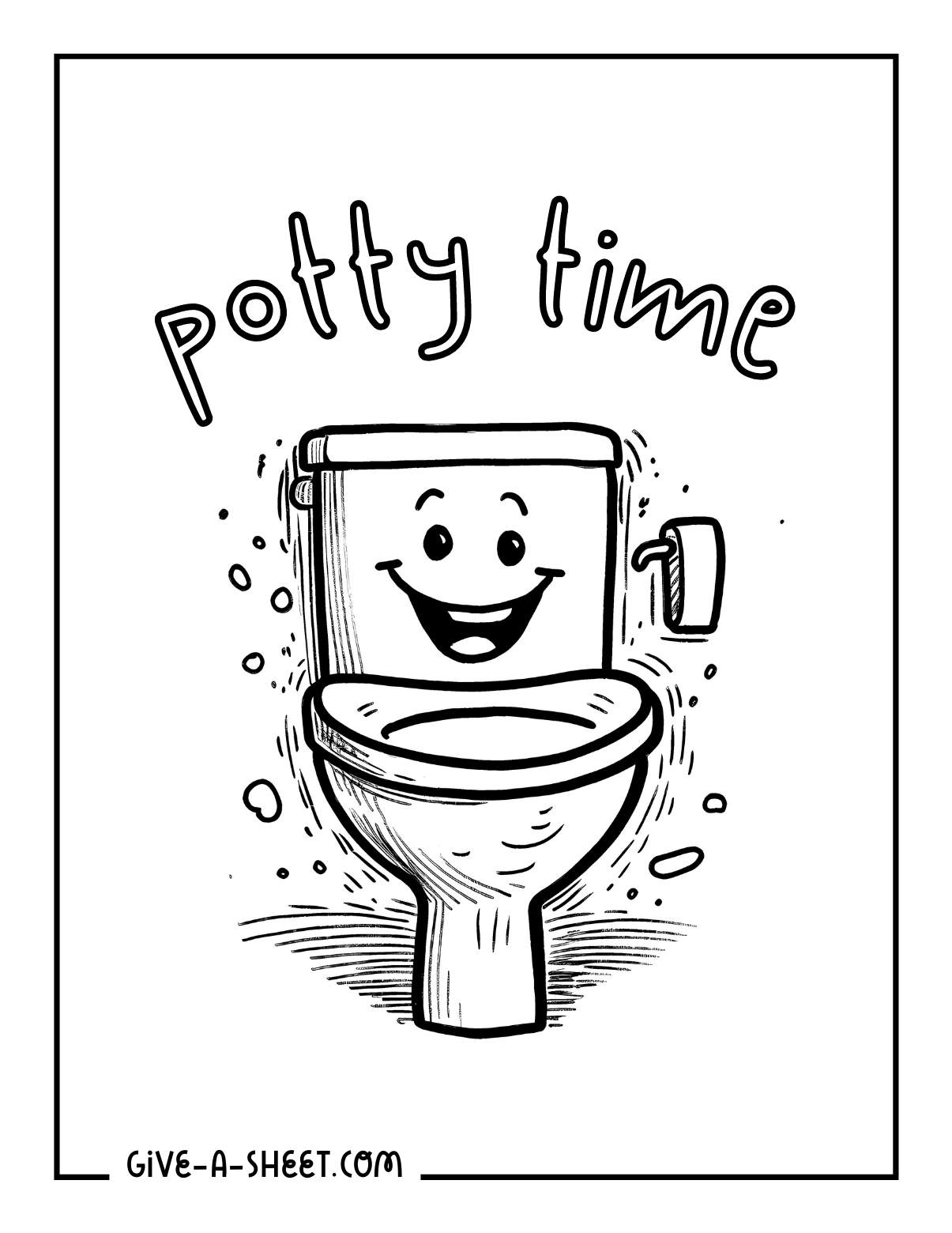 Potty chair coloring sheet for kids.