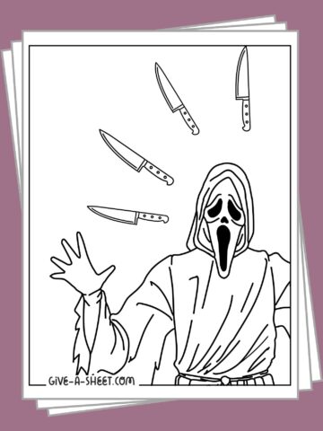 Printable version of ghostface coloring pages.