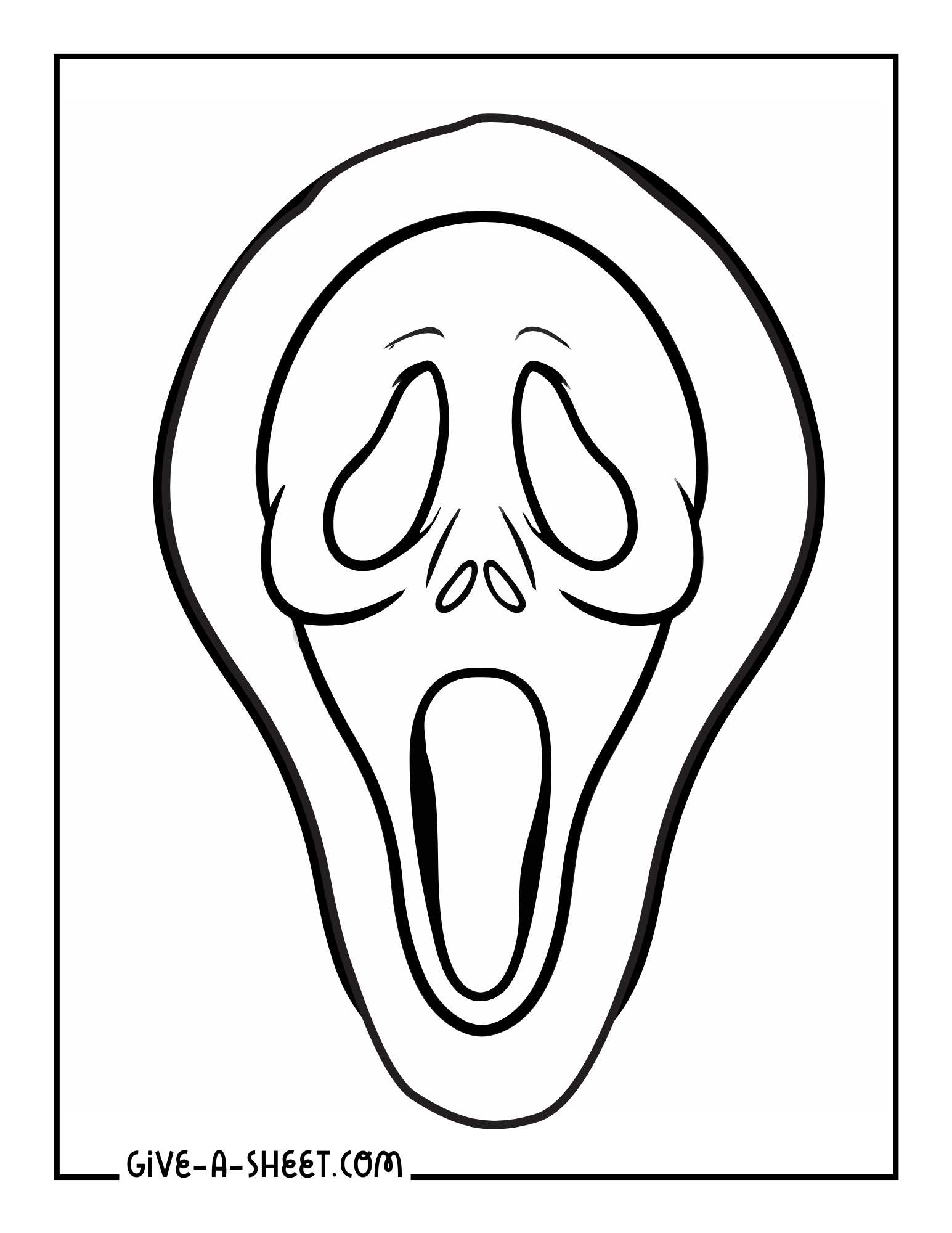 Ghostface clipart coloring page.