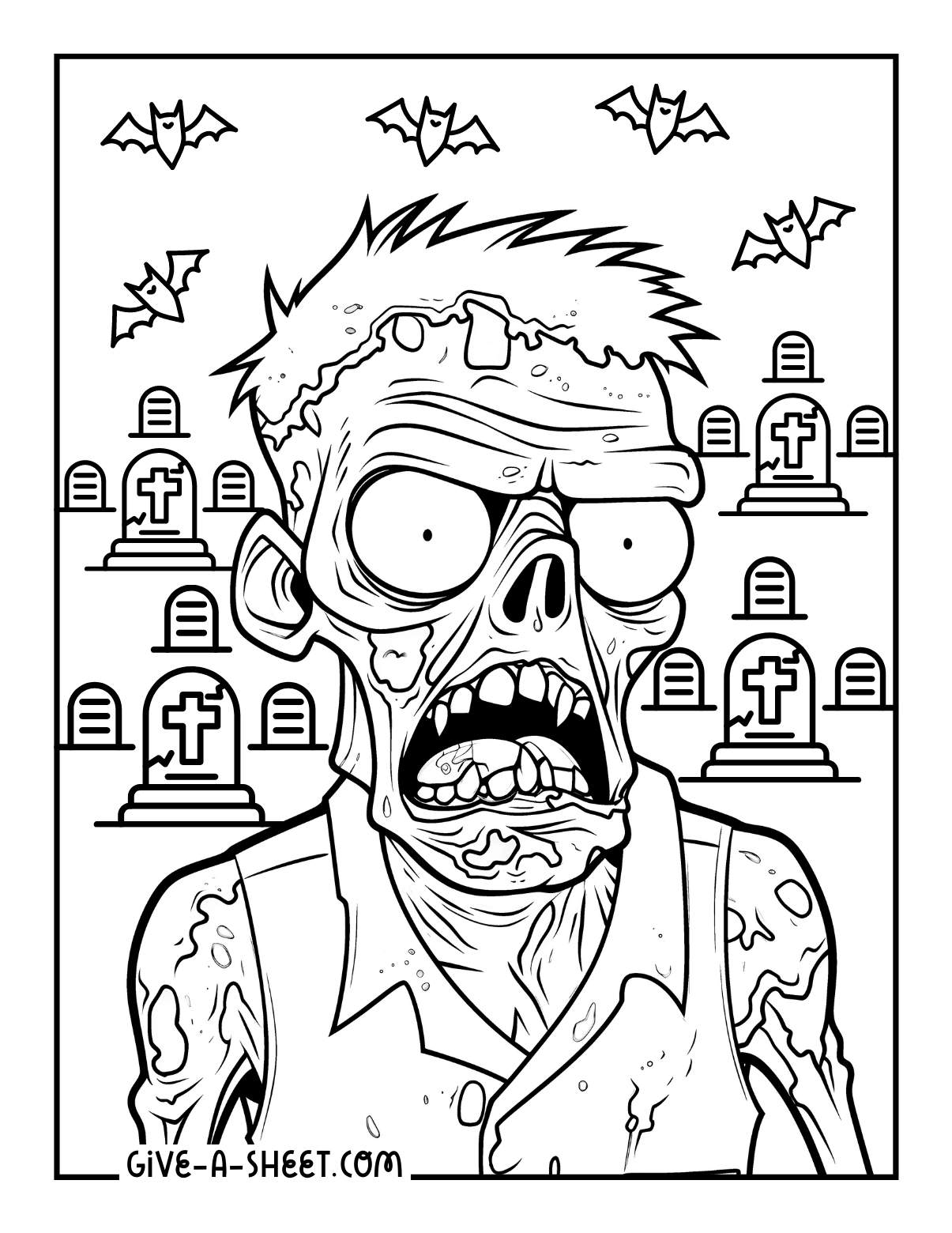 Gross zombie with corpses coloring pages.