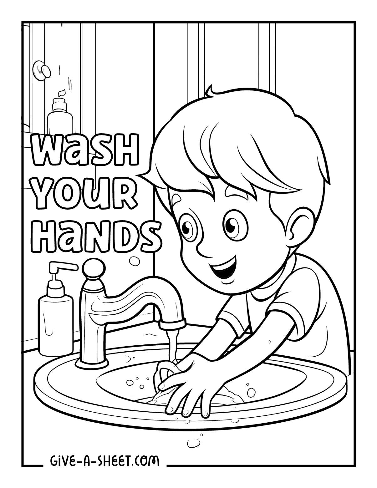 Fun way of potty training and hand washing toilet coloring sheets.