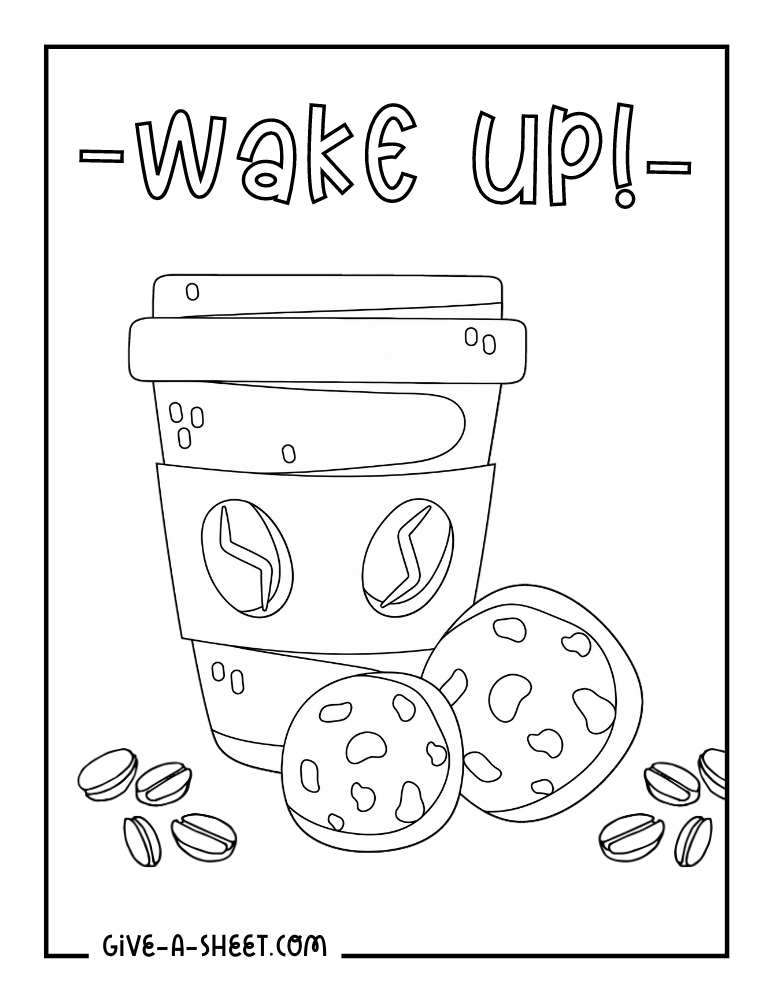 Venti Starbucks coffee cup with coffee beans coloring sheet.