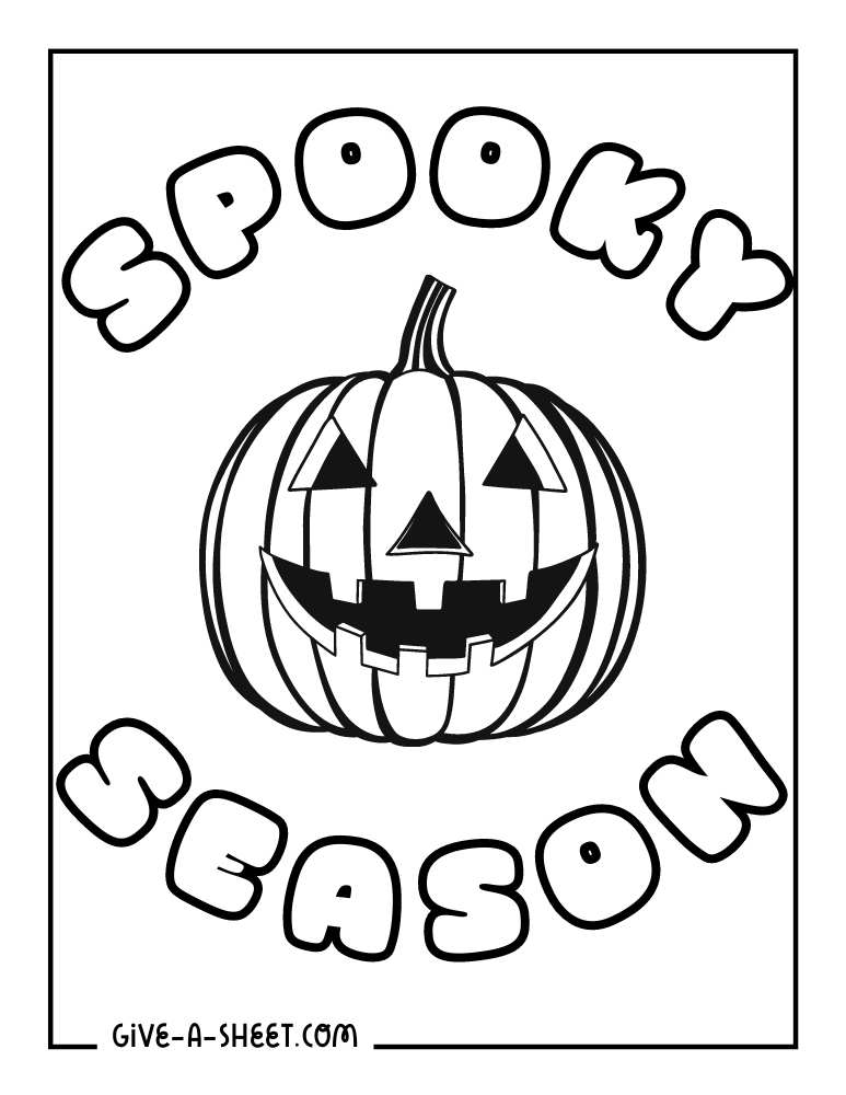 Halloween spooky jack o lantern pumpkin coloring sheet