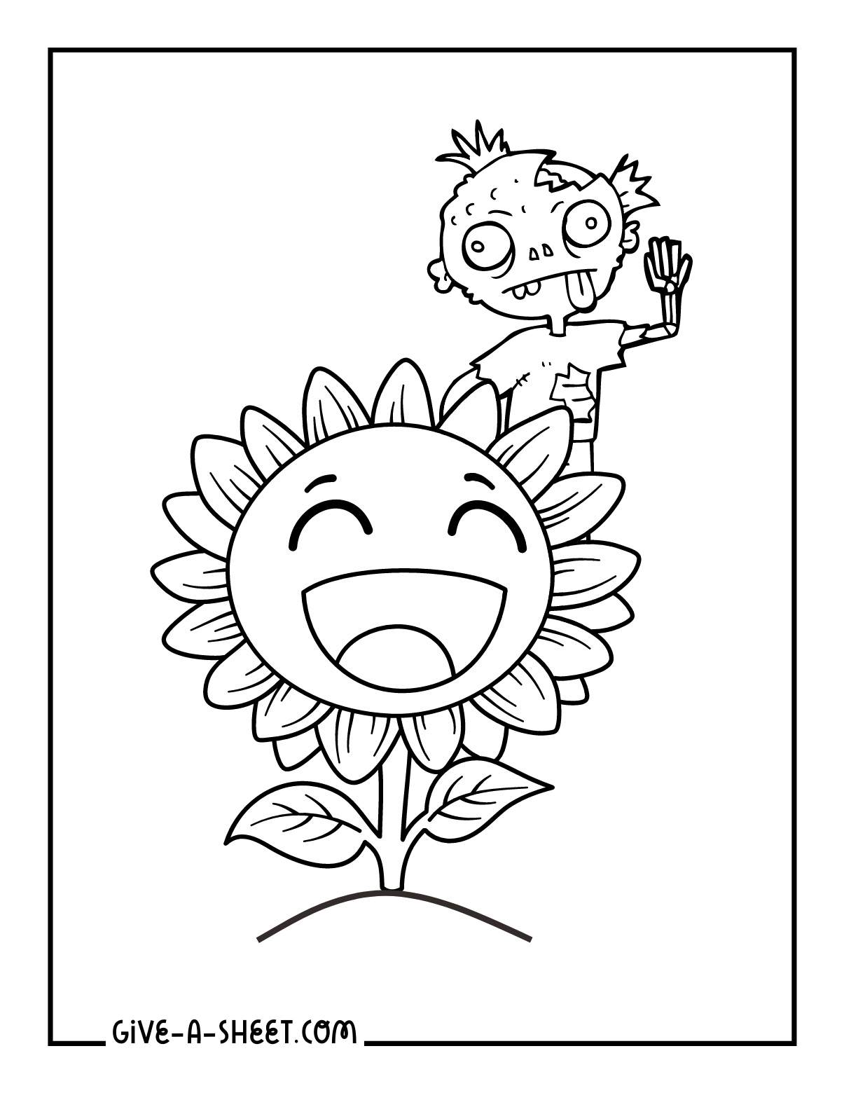 Plants vs zombie coloring page for adults.