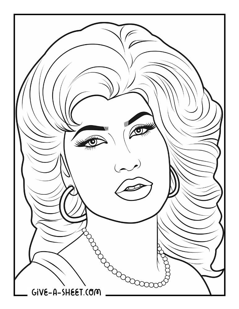 Selena Quintanilla Perez famous spanish speakers singer recognition coloring page.