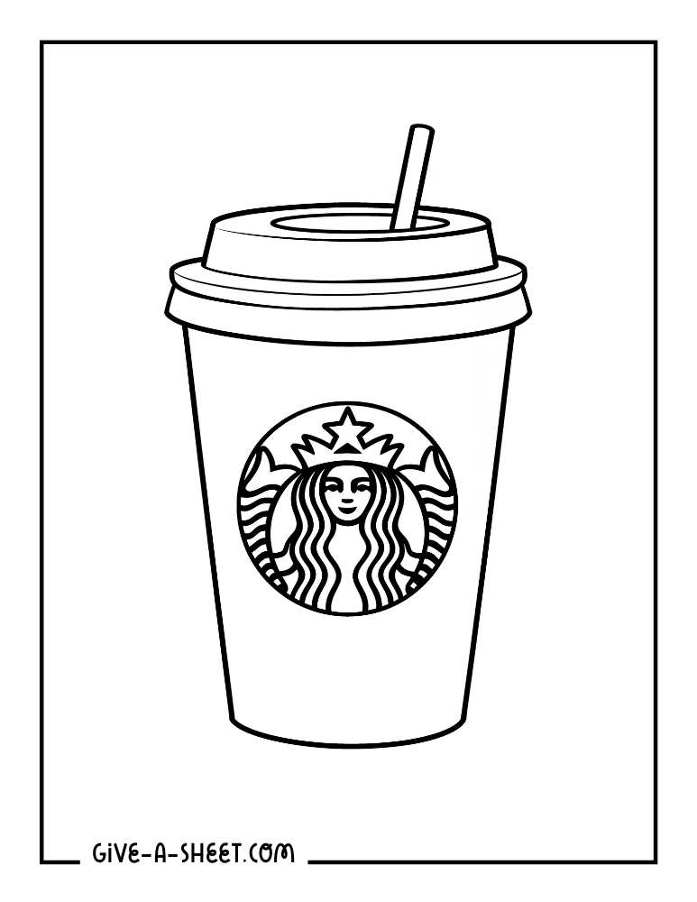 Venti hot americano Starbucks coffee cup coloring page for kids.