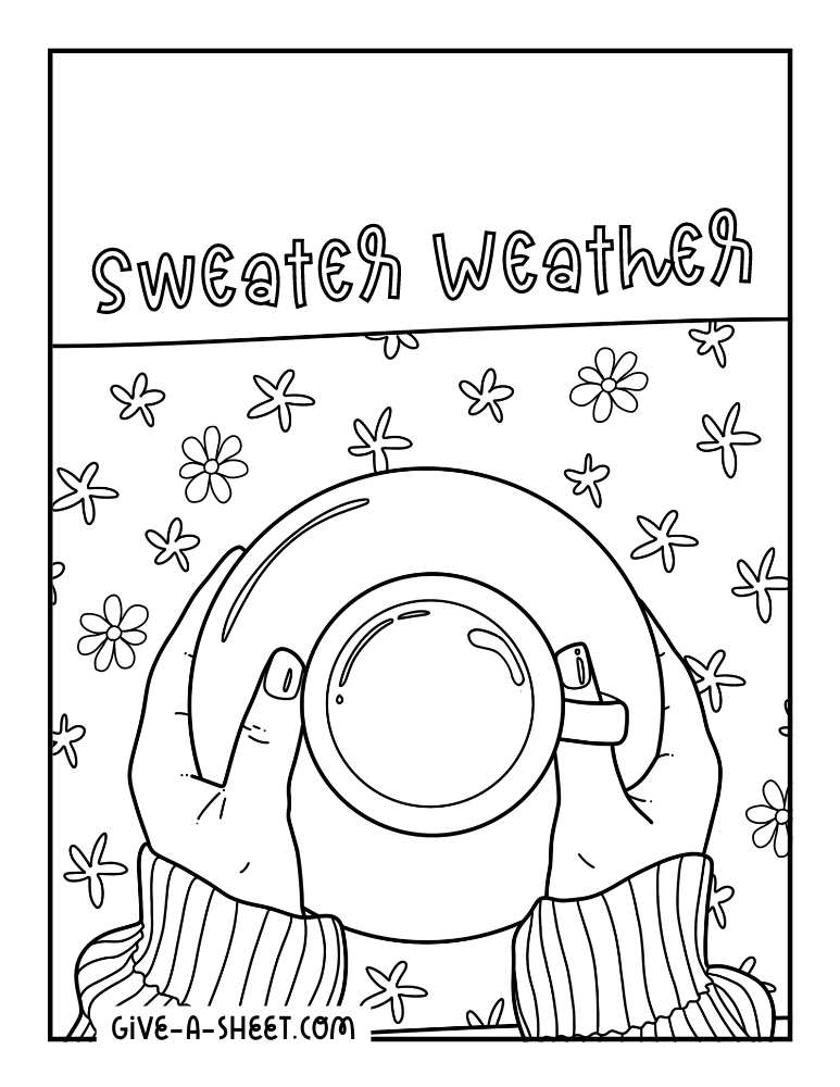 Starbucks coffee cup coloring sheet for sweater weather.