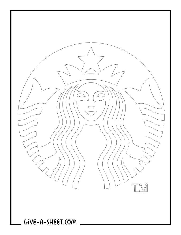 Simple Starbucks logo coloring sheet.