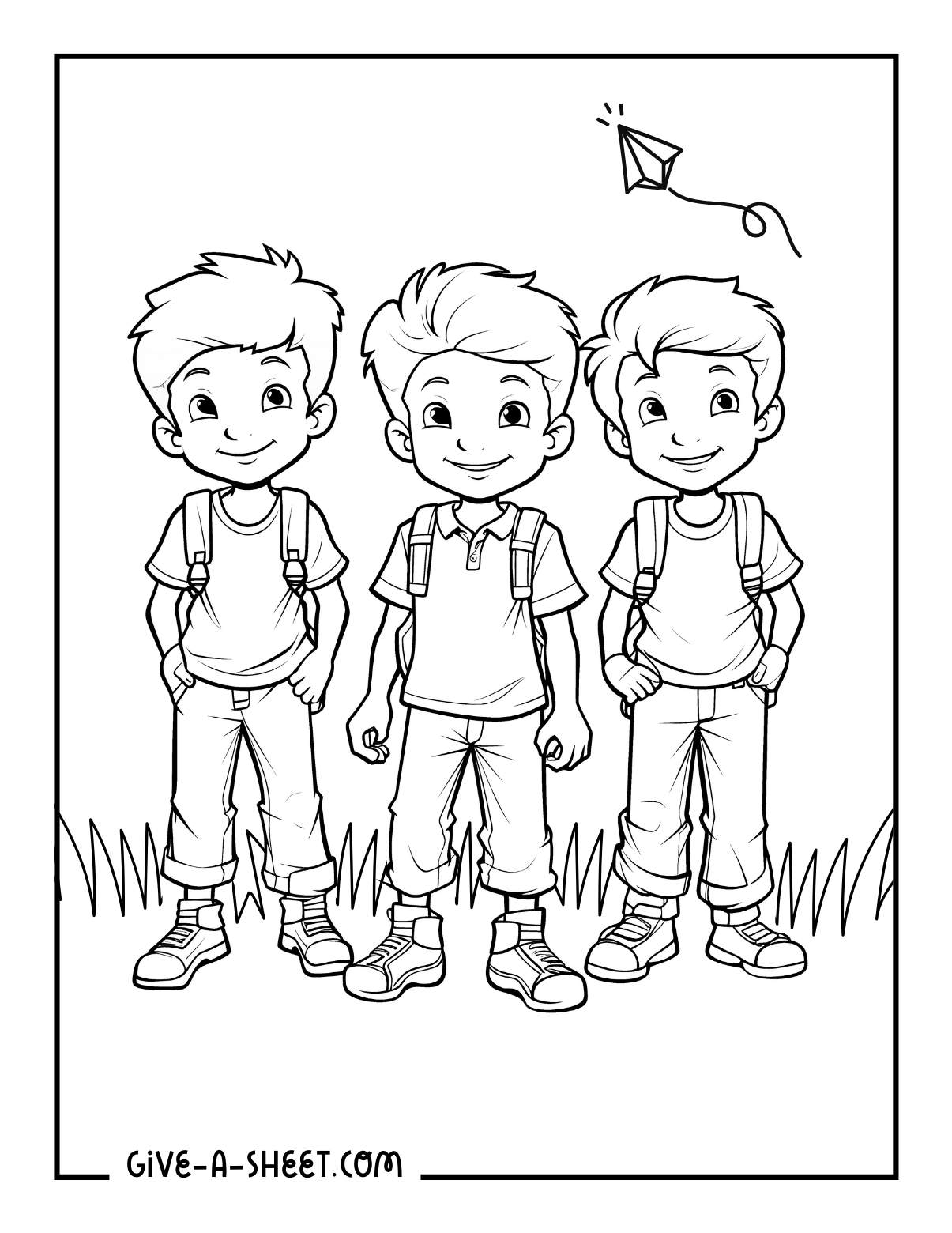 3 bff coloring sheet for school boys.