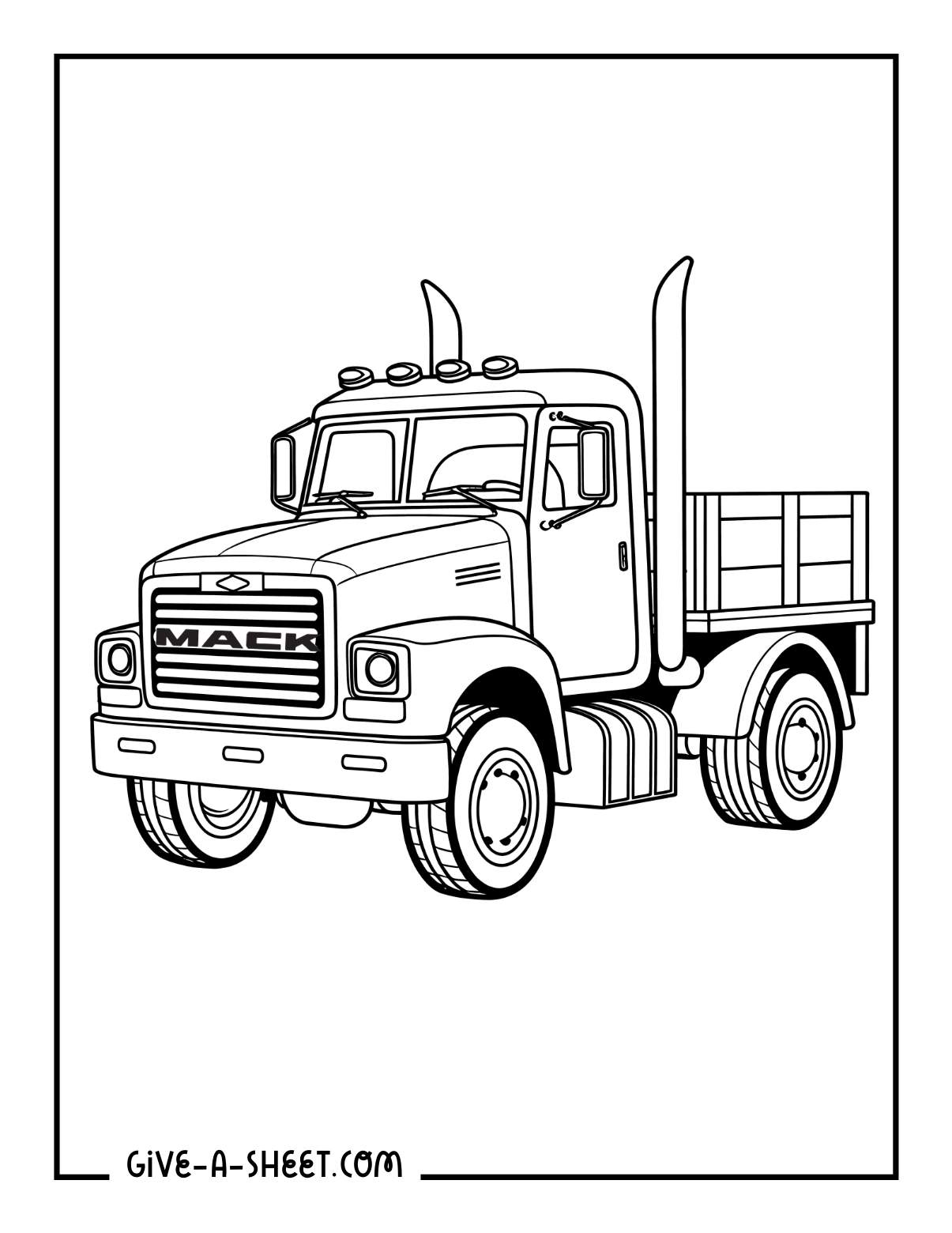 Mack truck coloring page for kids.
