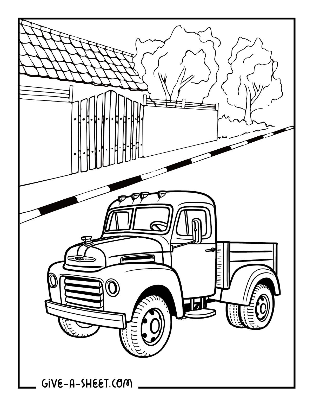 Antique pick up truck coloring page.