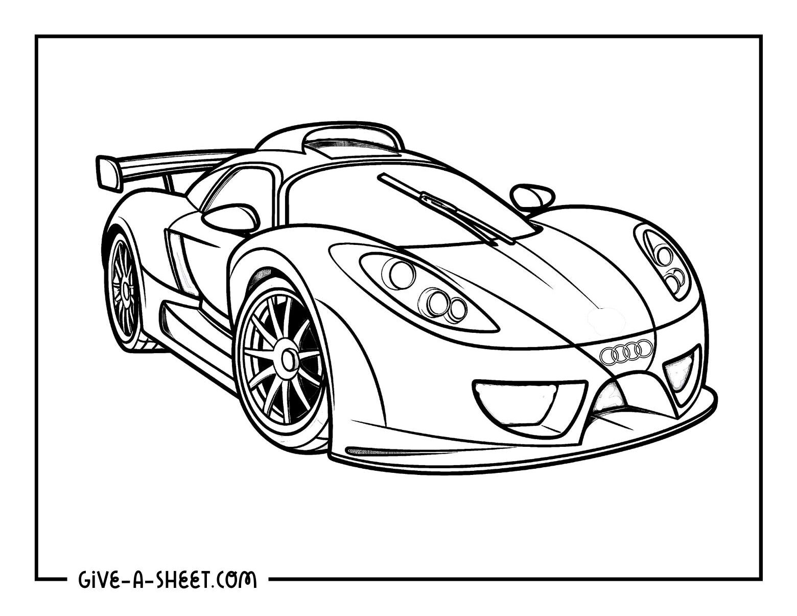 Audi race car outline to color in.