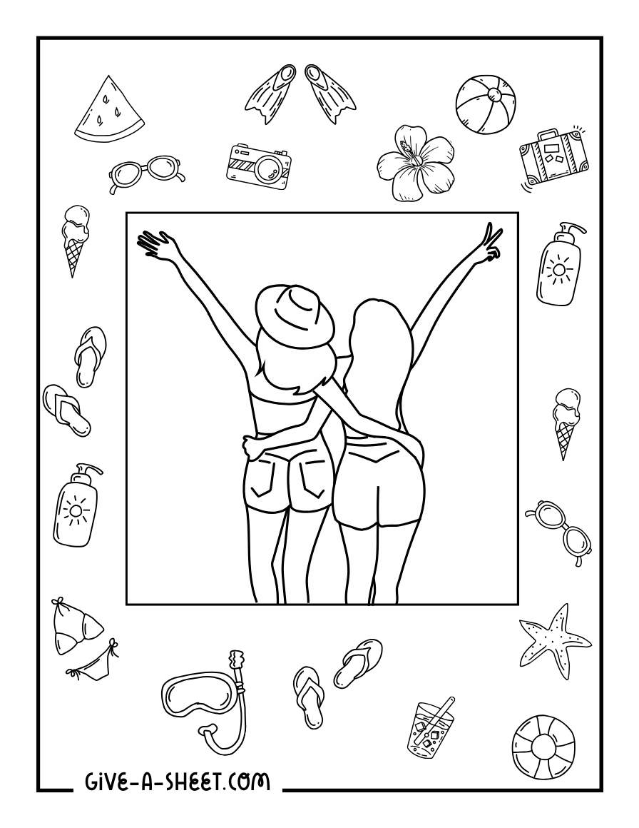 Best friends forever coloring page favorite moments of summer.