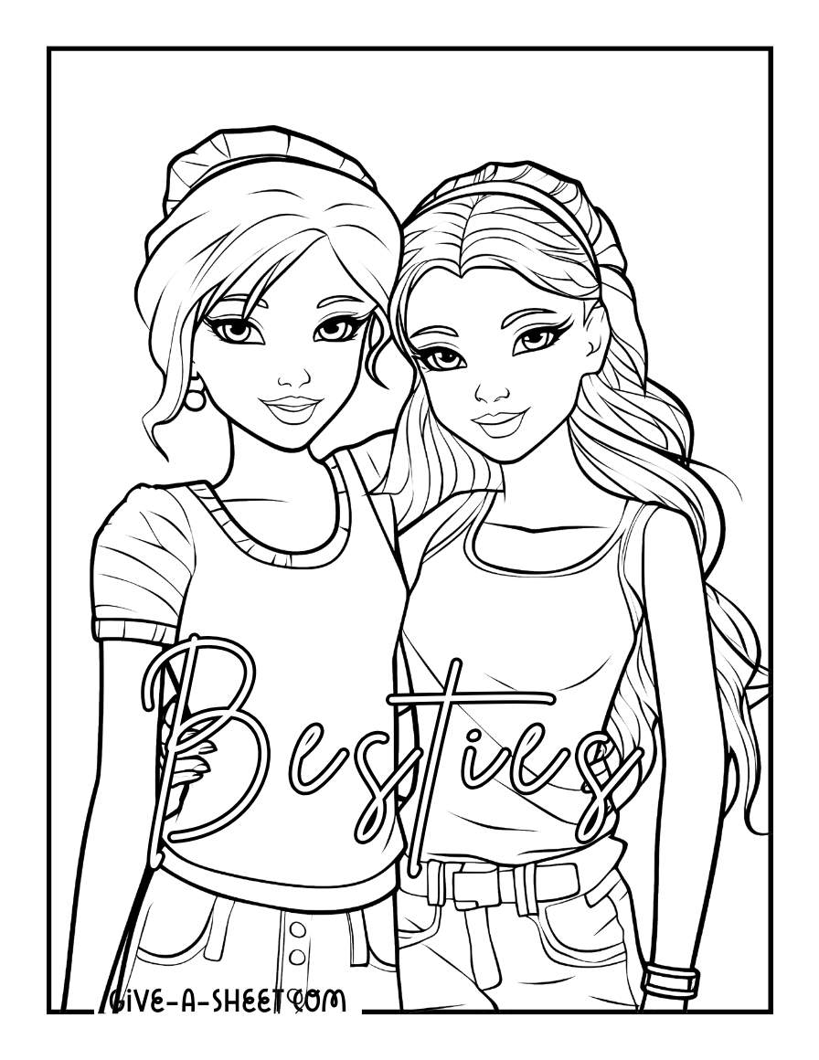 Besties coloring pages for teenagers.
