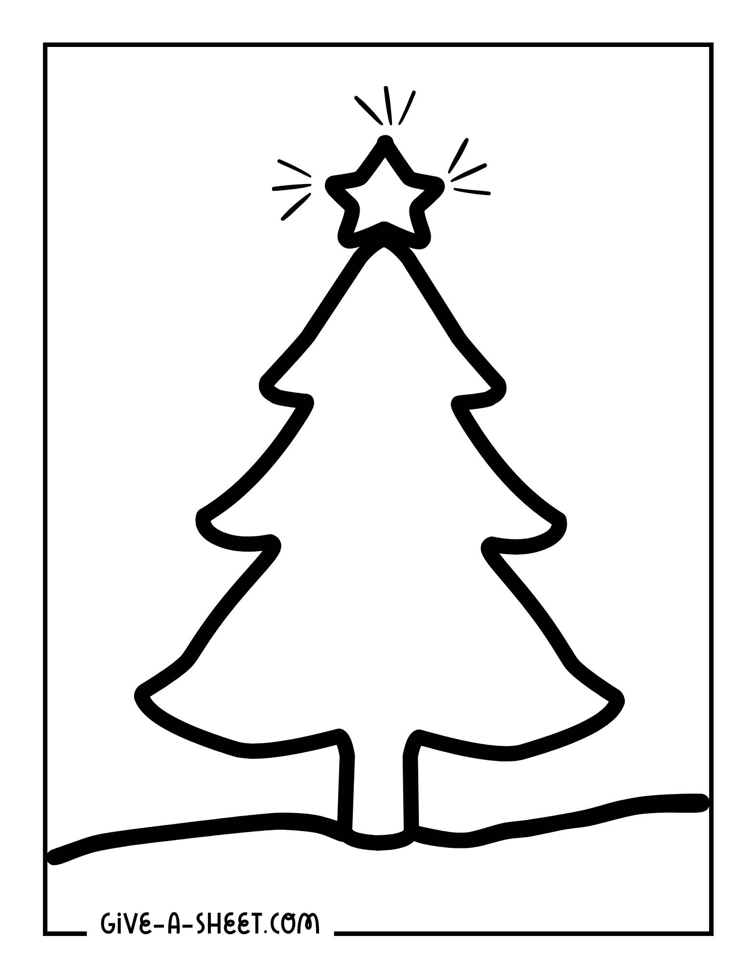 Easy Christmas trees outline to color in for preschoolers.