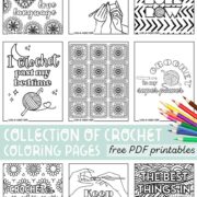 Collection of crochet coloring pages free PDF printables.